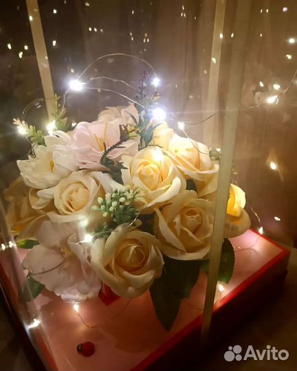Букеты из мыльных роз в коробке