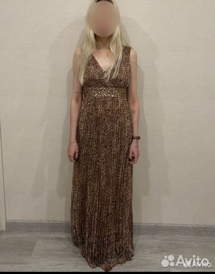 Летнее вечернее леопардовое платье в пол 48 размер