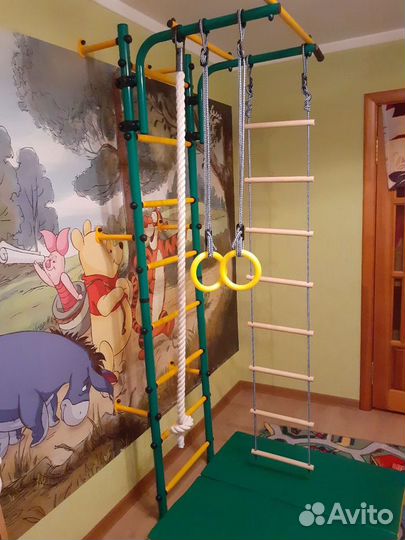 Шведская стенка к стене; турник Кольца канат верёв