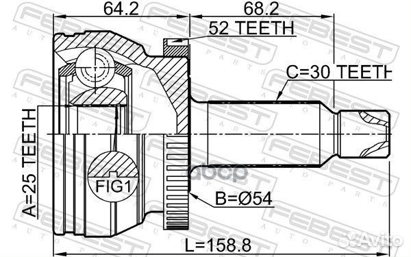 ШРУС наружный 25X54X30 hyundai santa FE (DM) 2012