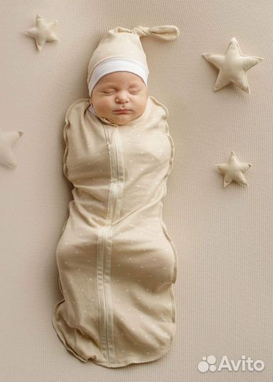 Пеленка кокон на молнии с шапочкой, 56-68