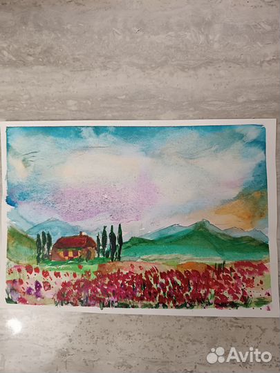 Рисунок картина акварелью 