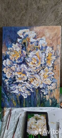 Картина маслом на холсте цветы 