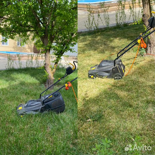 Покос травы триммером