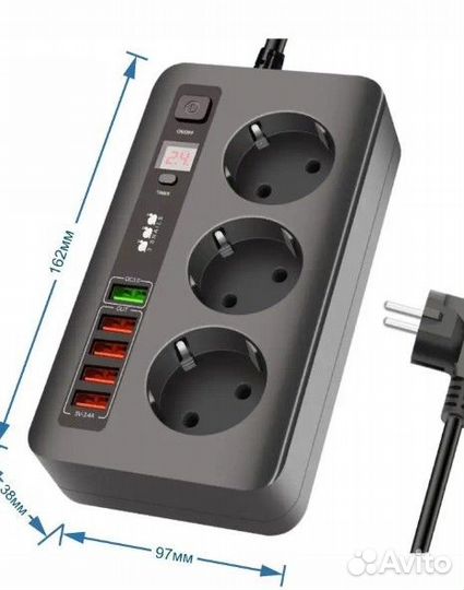 Удлинитель сетевой фильтр с портами usb и таймером