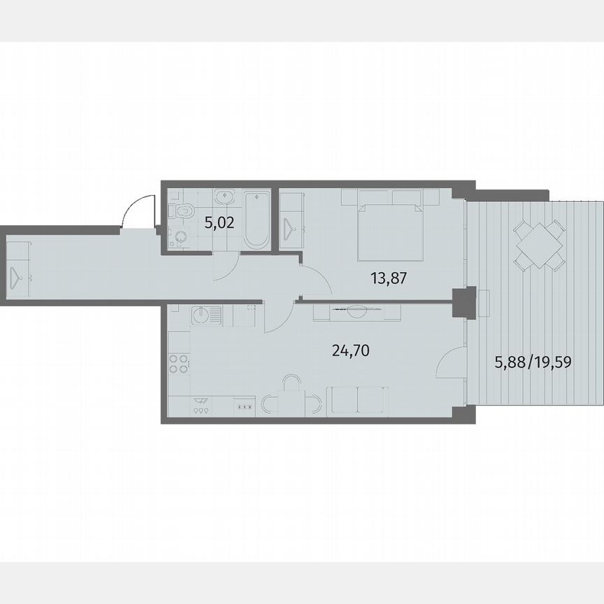1-к. квартира, 61,9 м², 1/12 эт.