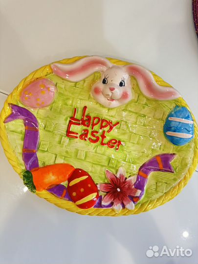 Тарелка пасхальная кролики