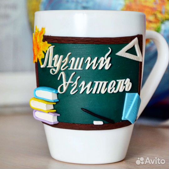 Кружка с декором из полимерной глины