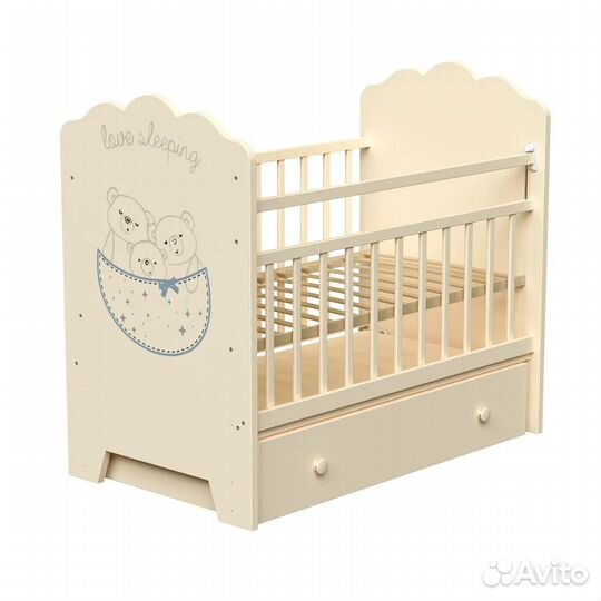 Детская кроватка с маятником, матрасом и бортиками
