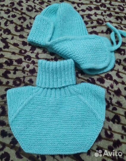 Шапка ушанка женская вязаная