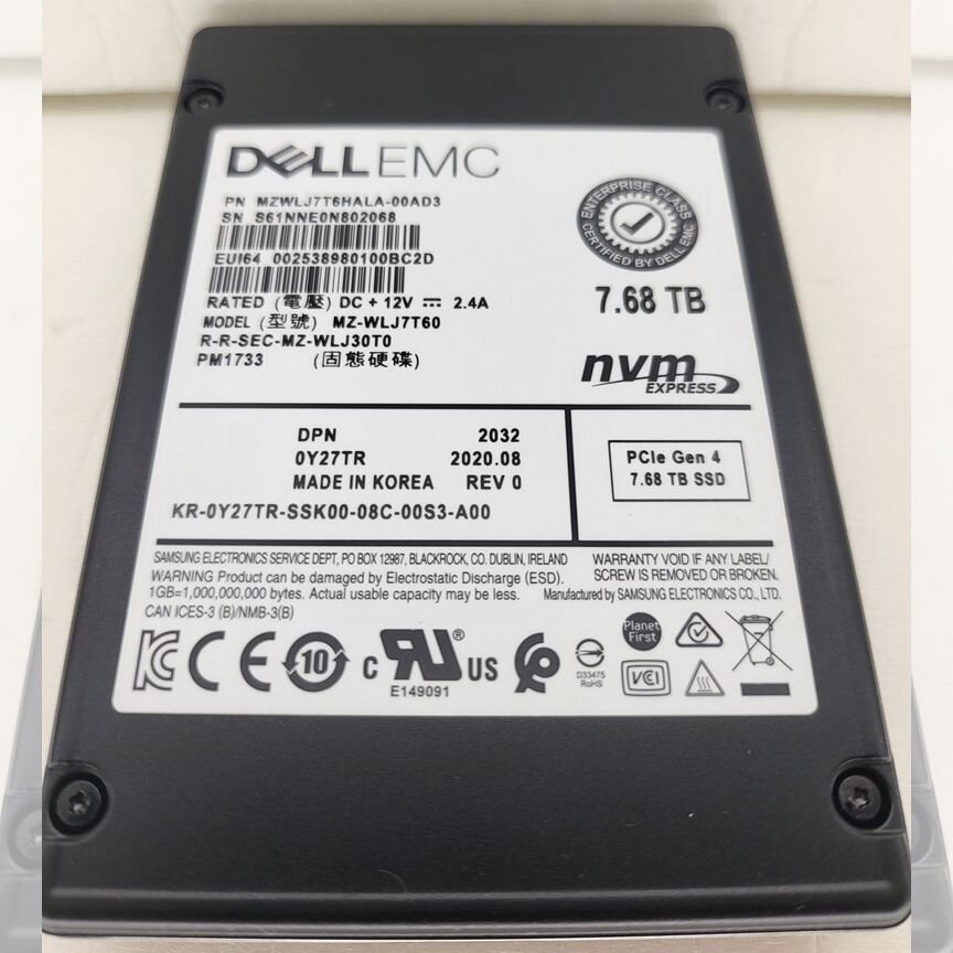 [PM1733] Ssd Samsung 7.68tb Mzwlj7t6hala-00ad3 Dell Pm1733