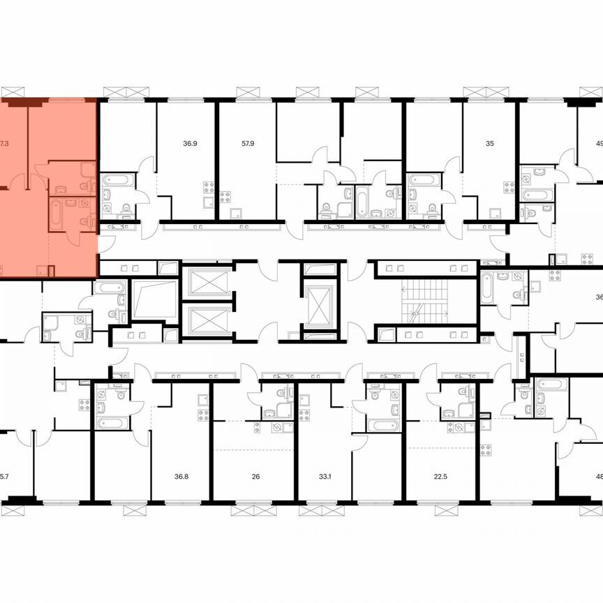 2-к. квартира, 57,3 м², 20/24 эт.