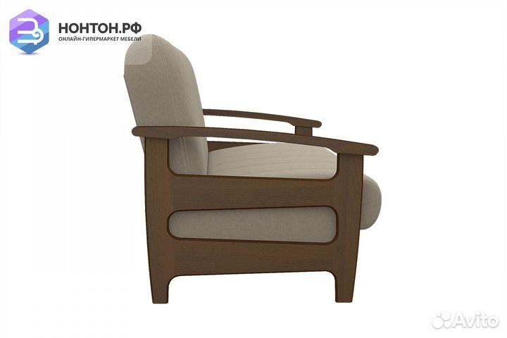 Диван книжка Омега бежевый / орех