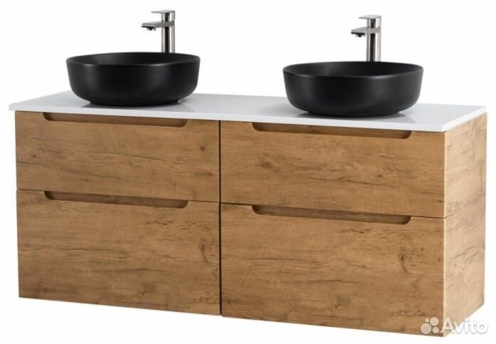 Тумба со столешницей и раковинами BelBagno Etna H60-140-EK-140-2-BL-BB1315-H301 Rovere Nature