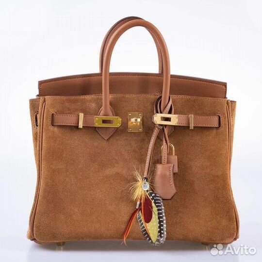 Сумка Hermes Birkin 25 Grizzly Gold замша