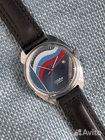 Слава - Флаг РФ - наручные мужские часы СССР