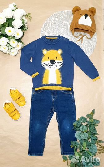 Рост 80 Куртка бомбер, пакет джинсы Zara, свитер