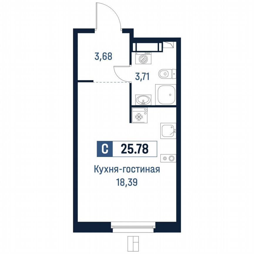 Квартира-студия, 25,8 м², 6/18 эт.