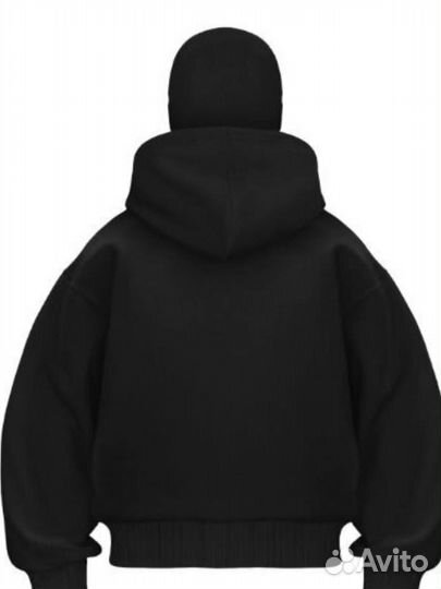 Зип худи с балаклавой и капюшоном черное