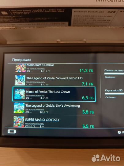 Прошит Nintendo Switch lite 128гб новый серый