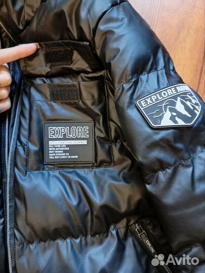 Куртка тёплая на мальчика с капюшоном 116