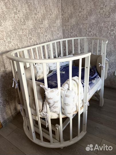 Детская кровать 9в1 с матраса ми и маятником