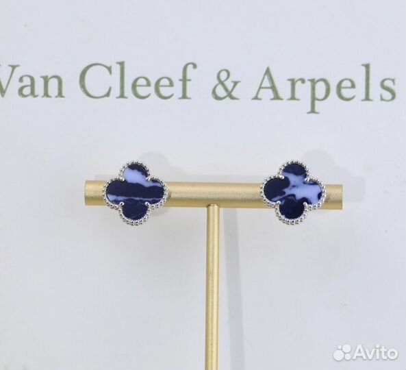 Серьги пуссеты золото van cleef aprels