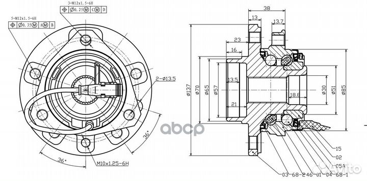 Ступица передняя в сборе LR opel Astra H/Zafira B