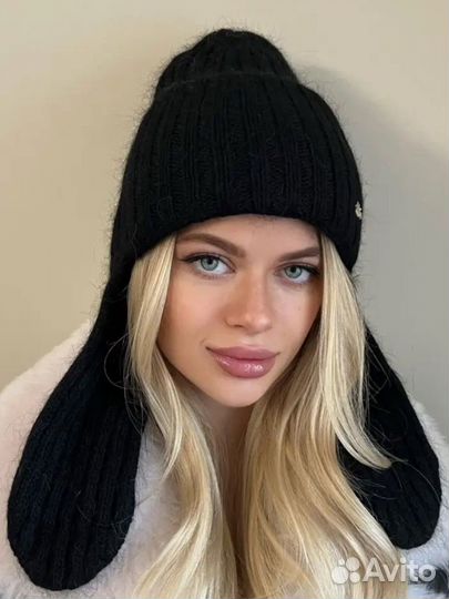 Доставка шапки ушанки ангора + сумка зеленая