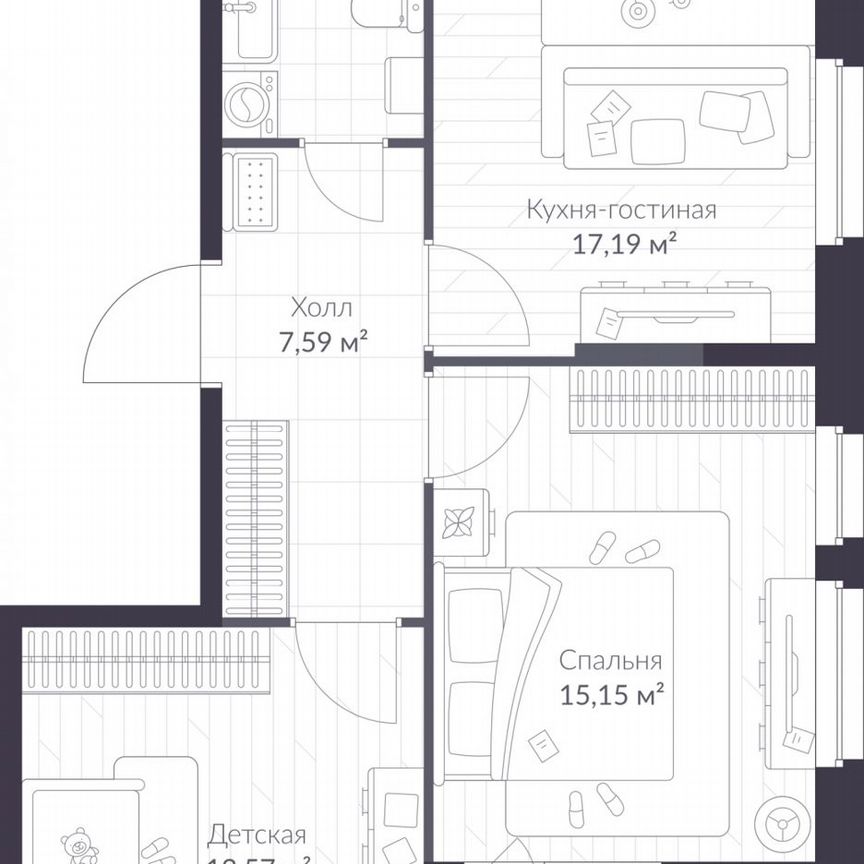 2-к. квартира, 60,8 м², 8/10 эт.