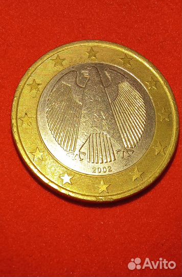 Монета 1 евро Германия 2002