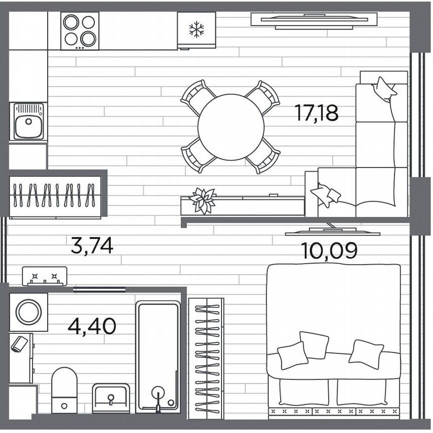 1-к. квартира, 35,4 м², 1/5 эт.