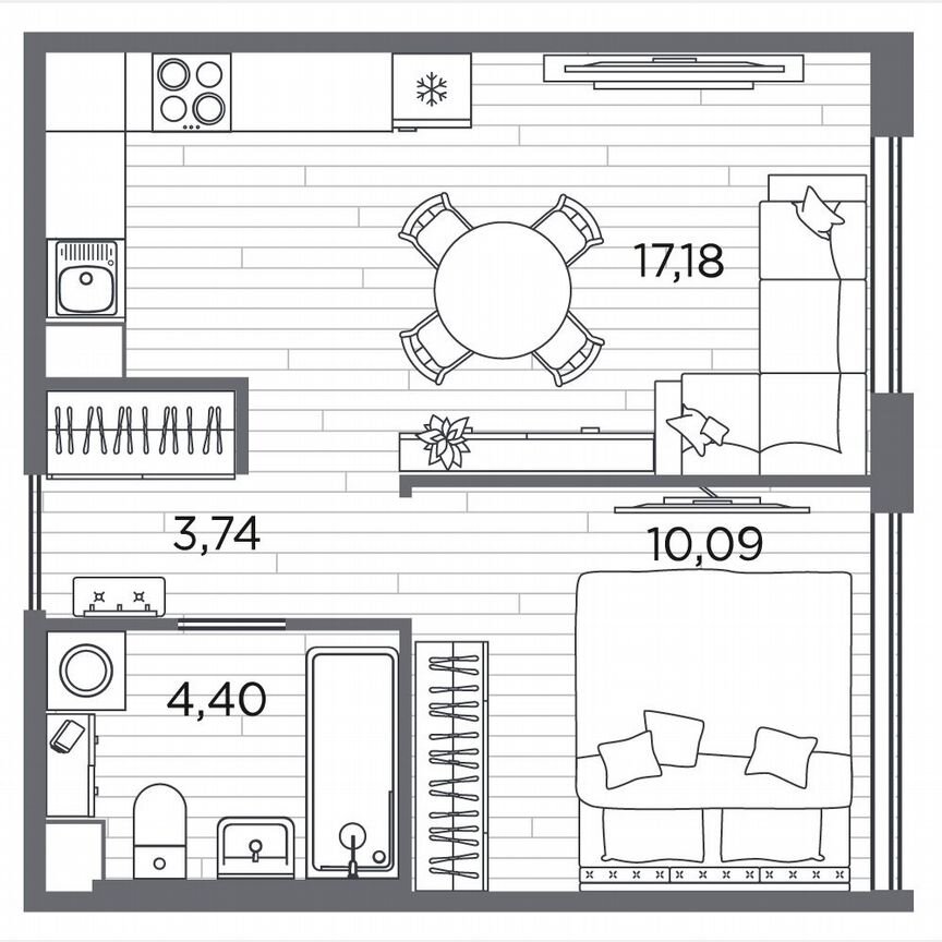 1-к. квартира, 35,4 м², 1/5 эт.