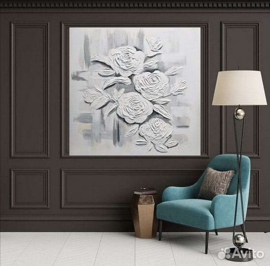 Объемная картина маслом розы
