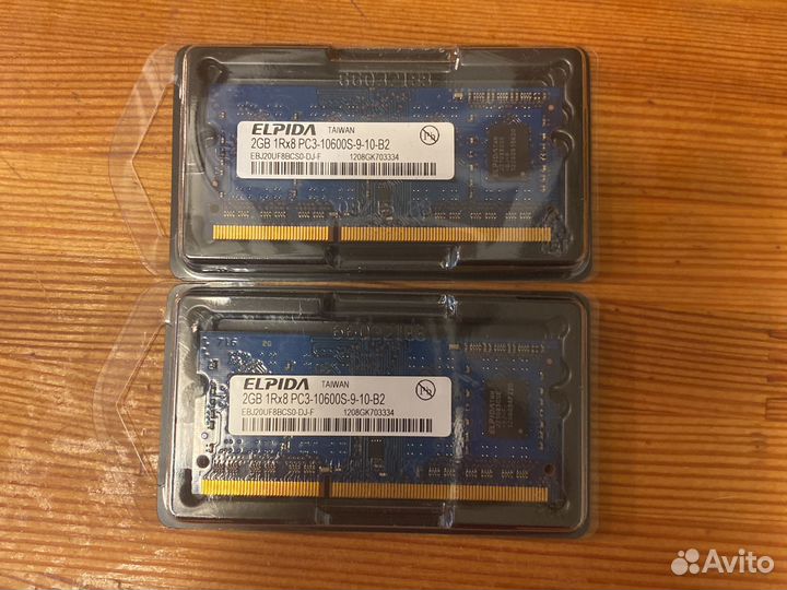 Оперативная память для ноутбука ddr 3 2Gb x 2 шт