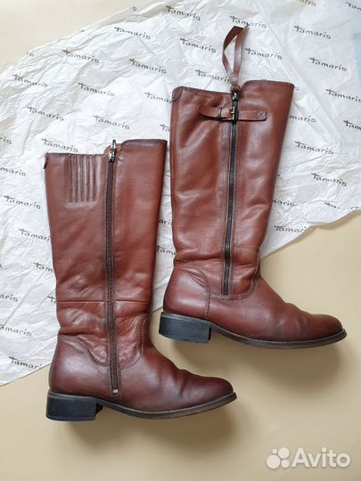 Женские сапоги tamaris 38 39 натуральная кожа