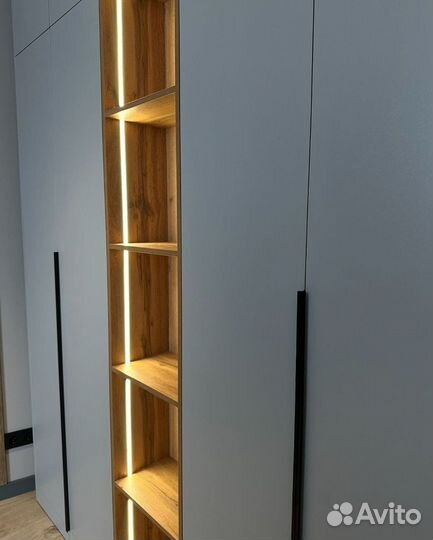 Шкаф серый матовый с подсветкой