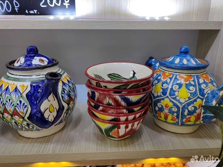 Заварной чайник, пиалы большая и малая