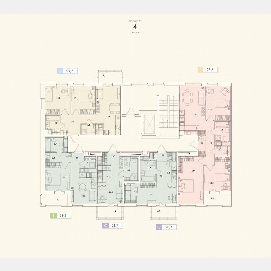 3-к. квартира, 78,6 м², 3/11 эт.