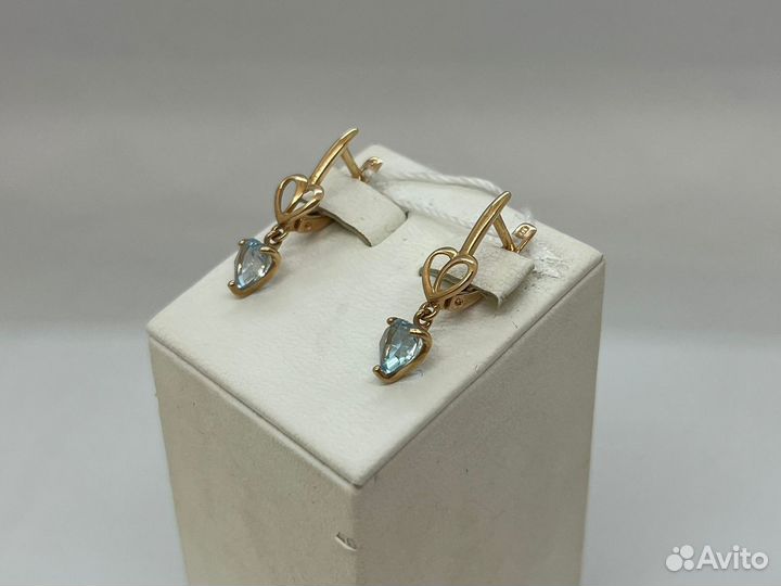 Серьги золотые с камнем 585*(Ленина 23)