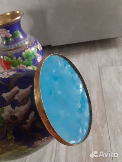 Вазы старые китайские парные Клуазоне, 20-30е гг