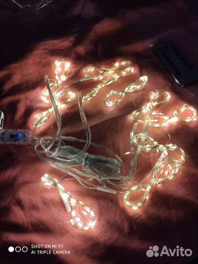 Гирлянда Занавес, Usb, тонкая нить, теплый белый