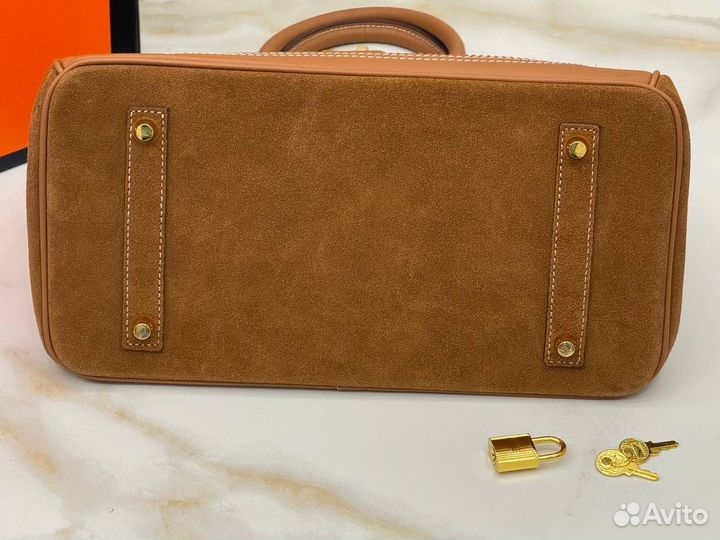 Сумка Hermes birkin замша кожа коричневая