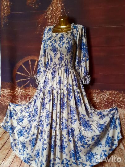 Платье ярусное длинное