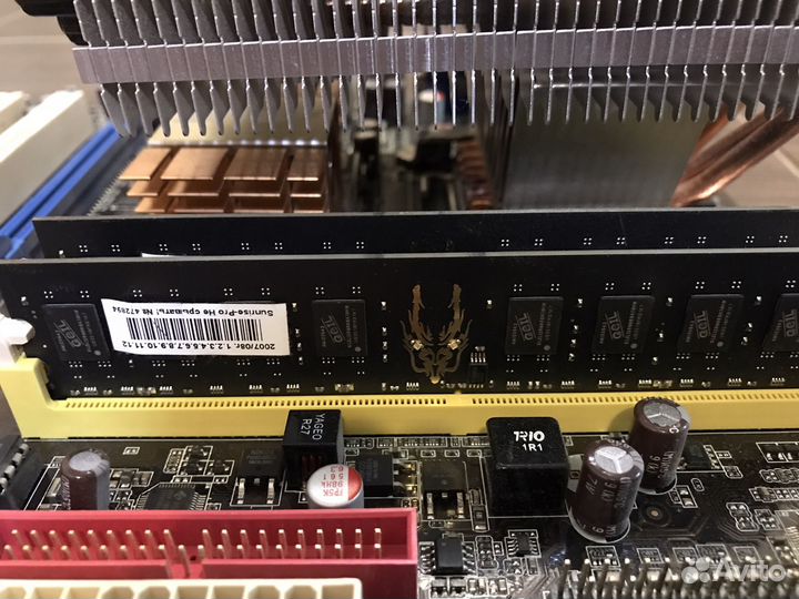 Комплект мать проц оперативка и радиатор 6 трубок