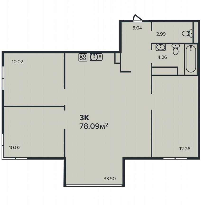 3-к. квартира, 78,1 м², 5/9 эт.