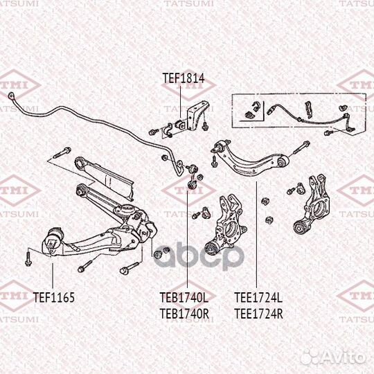 Комплект сайлентблоков заднего нижнего рычага T