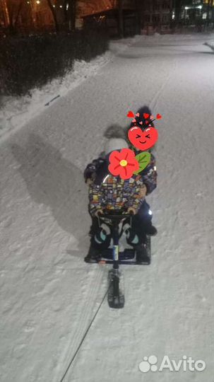 Снегокат зимний для детей двухместный детский
