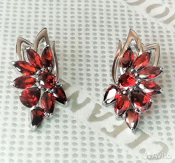 Серьги серебрение гранат С515