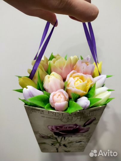 Букет из мыла ручной работы Тюльпаны 19 шт